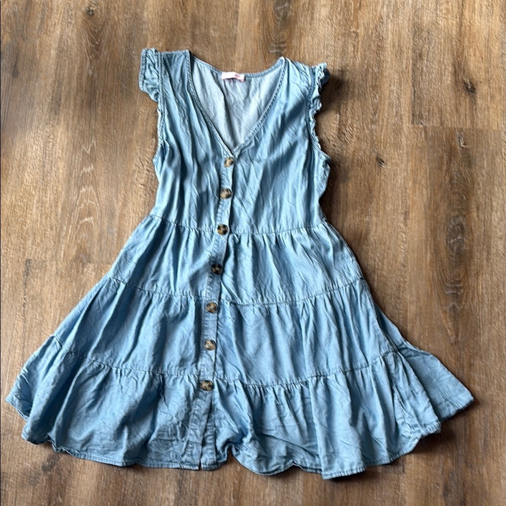 Pink lily denim dress